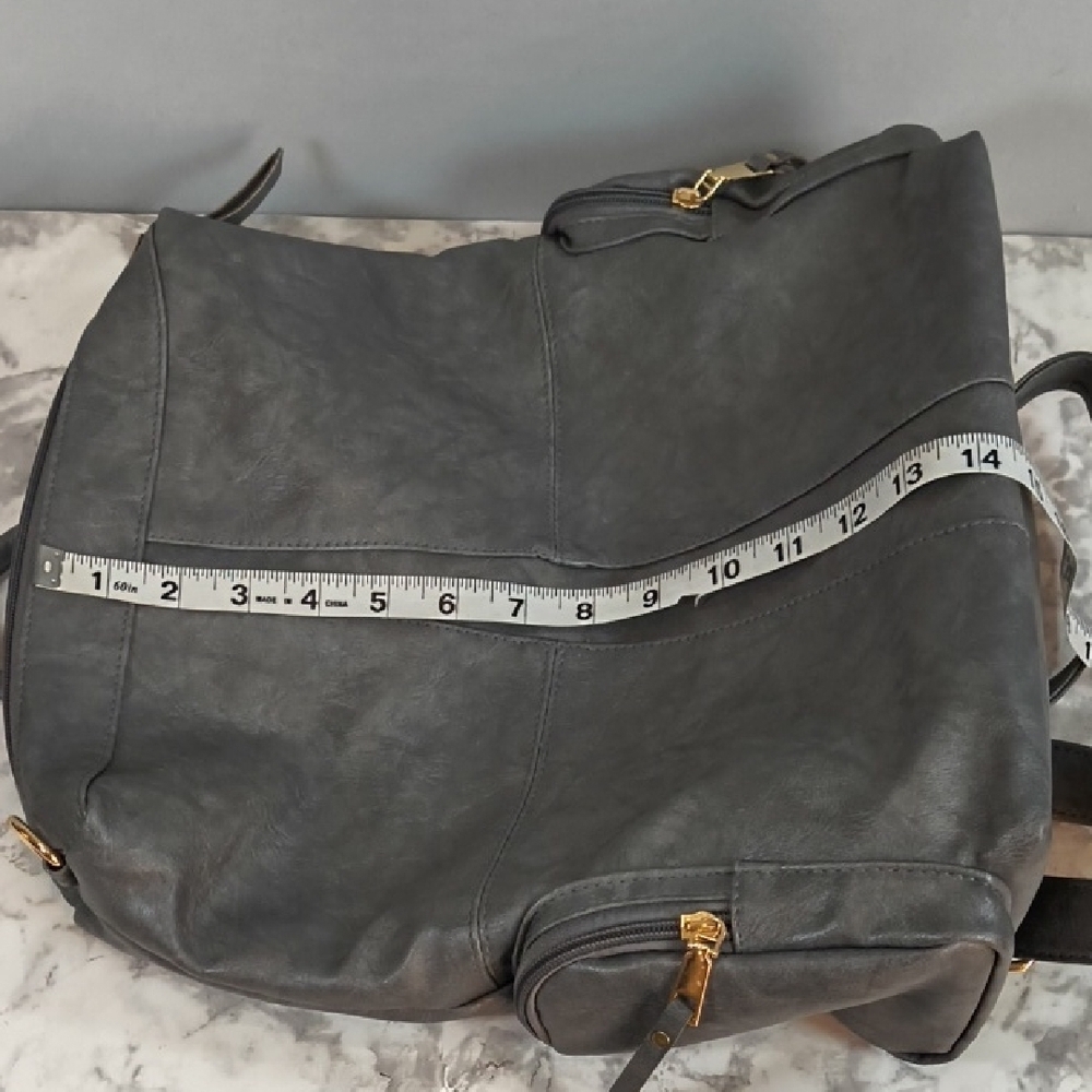 Dani & Em Gray Backpack Purse Gold Hardware - Picture 3 of 10